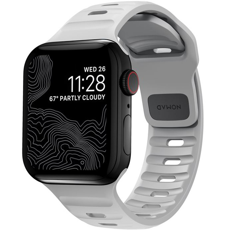 Sportowy pasek marki Nomad z serii Sport Strap dla Apple Watch 49/45/44/42mm, szary.